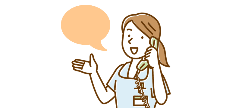 ご帰宅後にご家族へ通院の様子を報告するヘルパーのイラスト