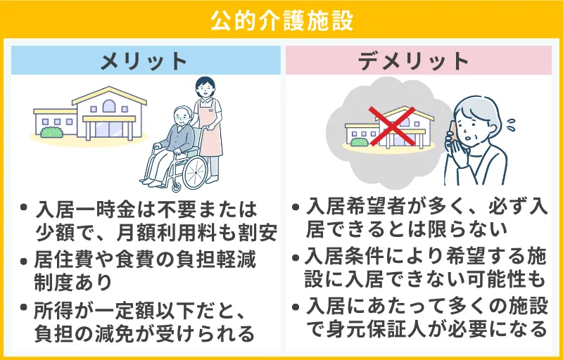 公的介護施設のメリットとデメリット