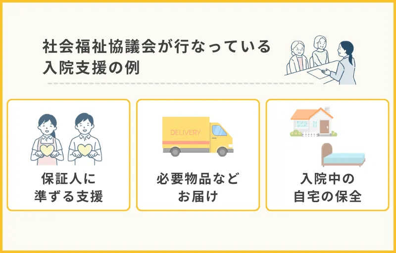 社会福祉協議会が行なっている入院支援の例
