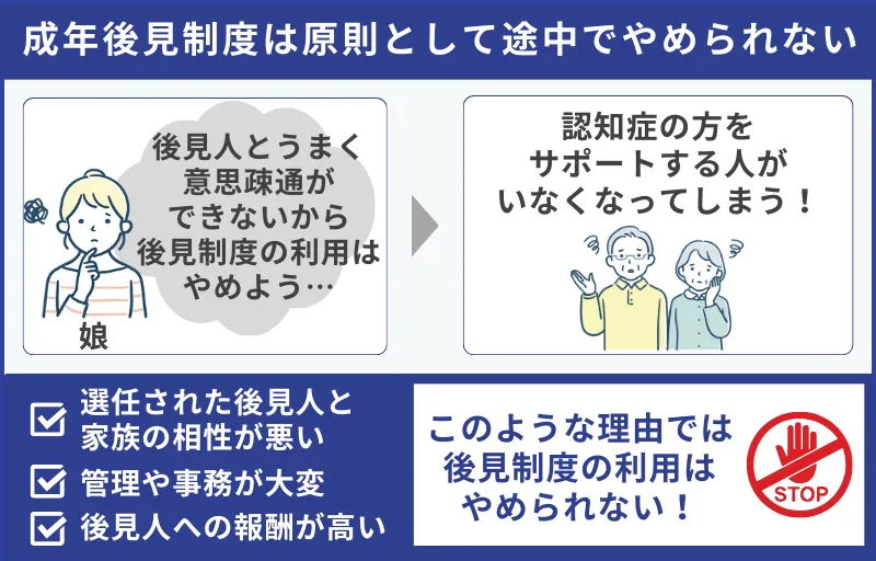 成年後見制度は原則として途中でやめられない